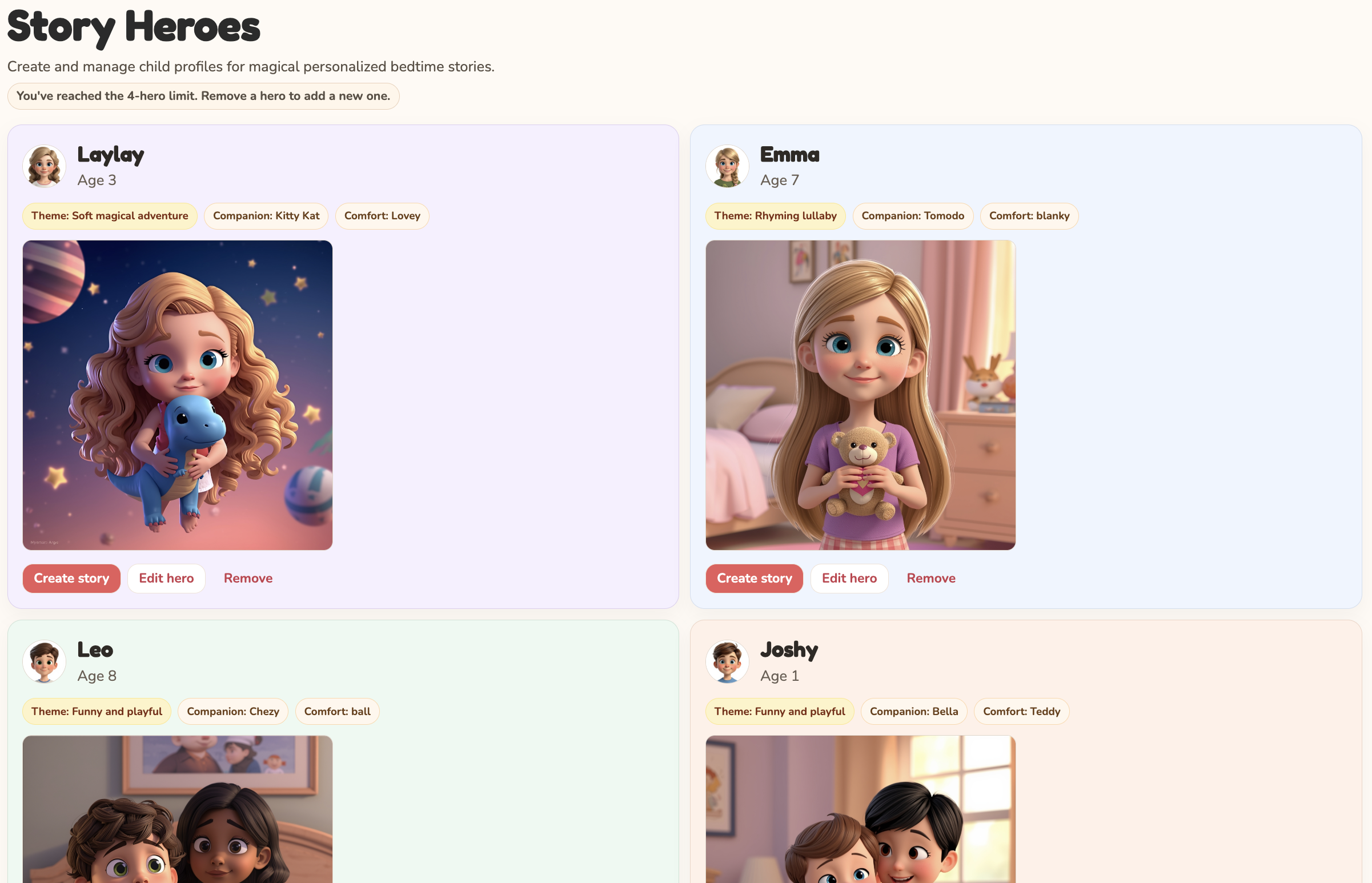 Children profile management preview