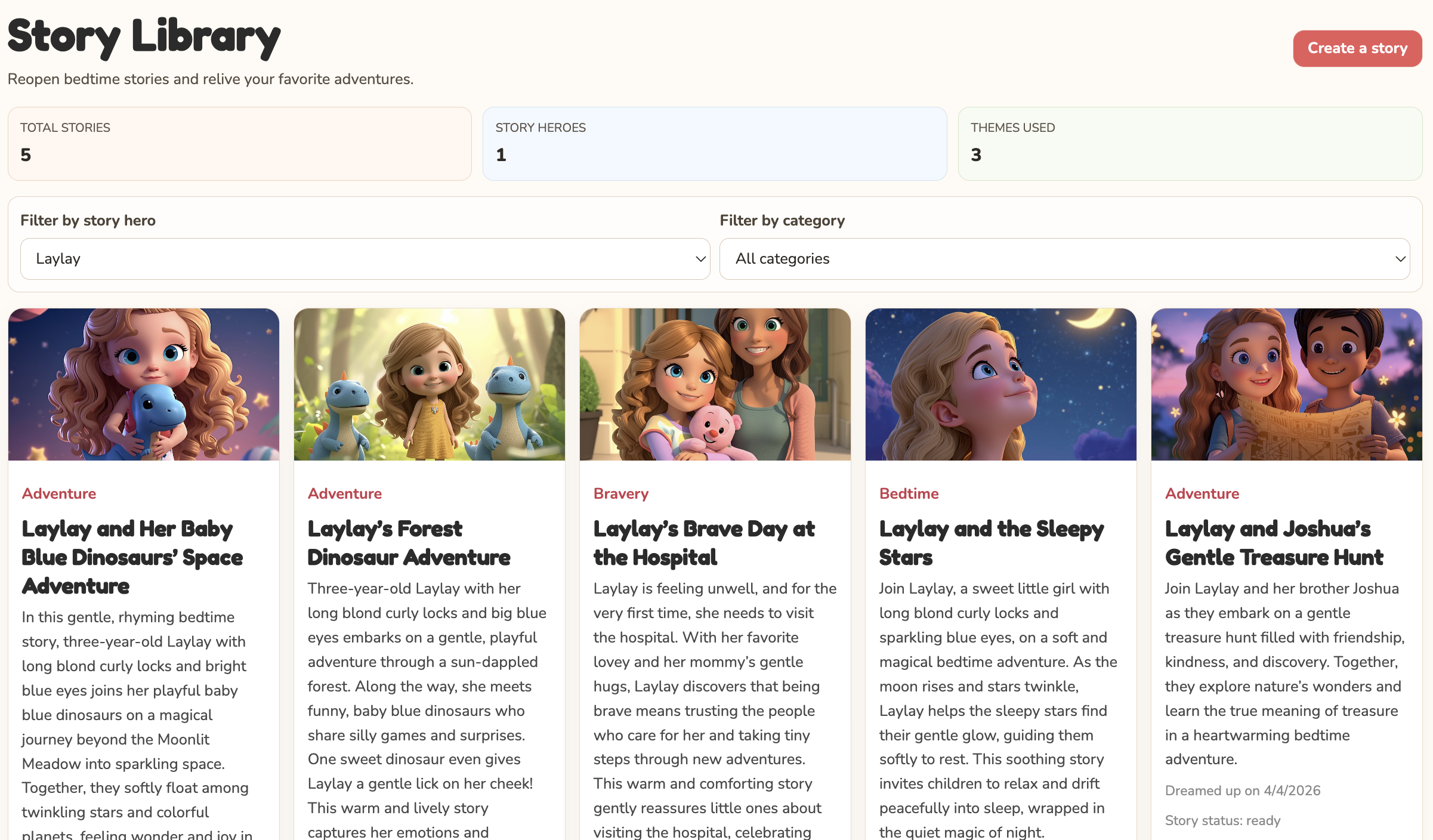 Story library preview